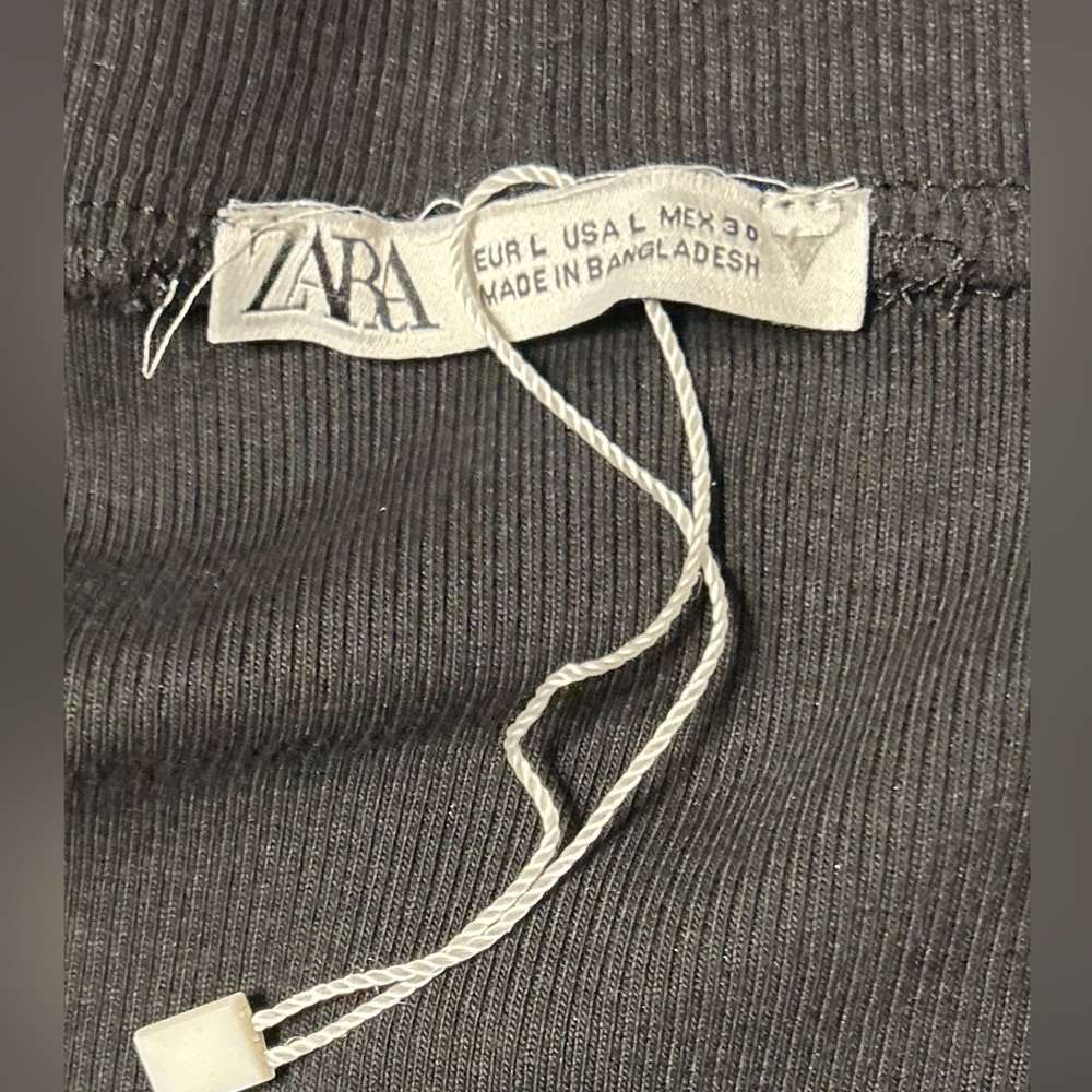 Zara Ruched Ribbed Black Skirt | L - Picture 3 of 6